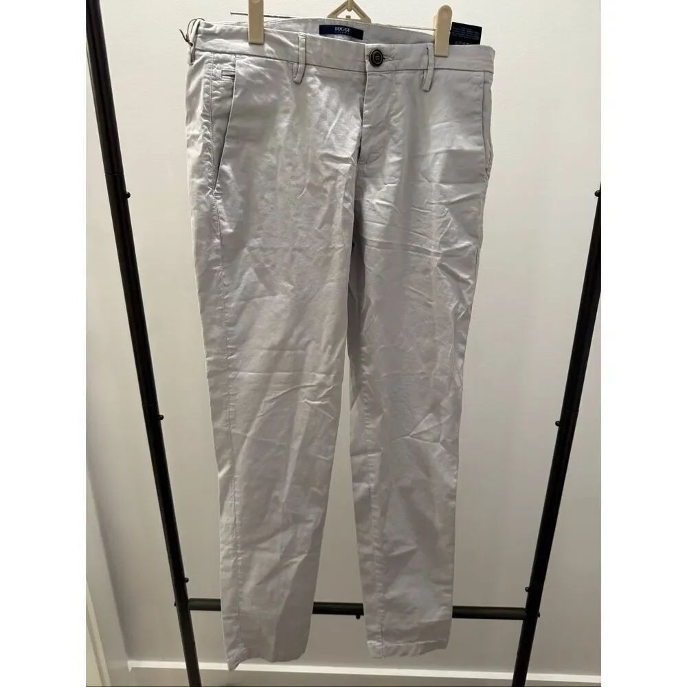 Boggi Milano Men’s Slim Fit Stretch Chino Pants NWT Gray